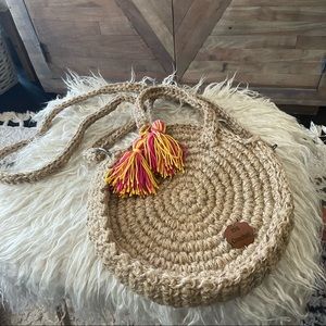 Hand made round crochet bag